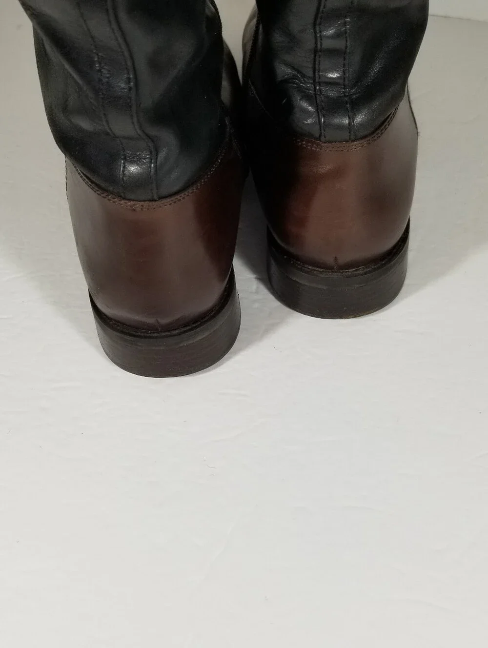 Vince Camuto Fabina Knee High Riding Boots Women's 8.5M Brown Black Leather